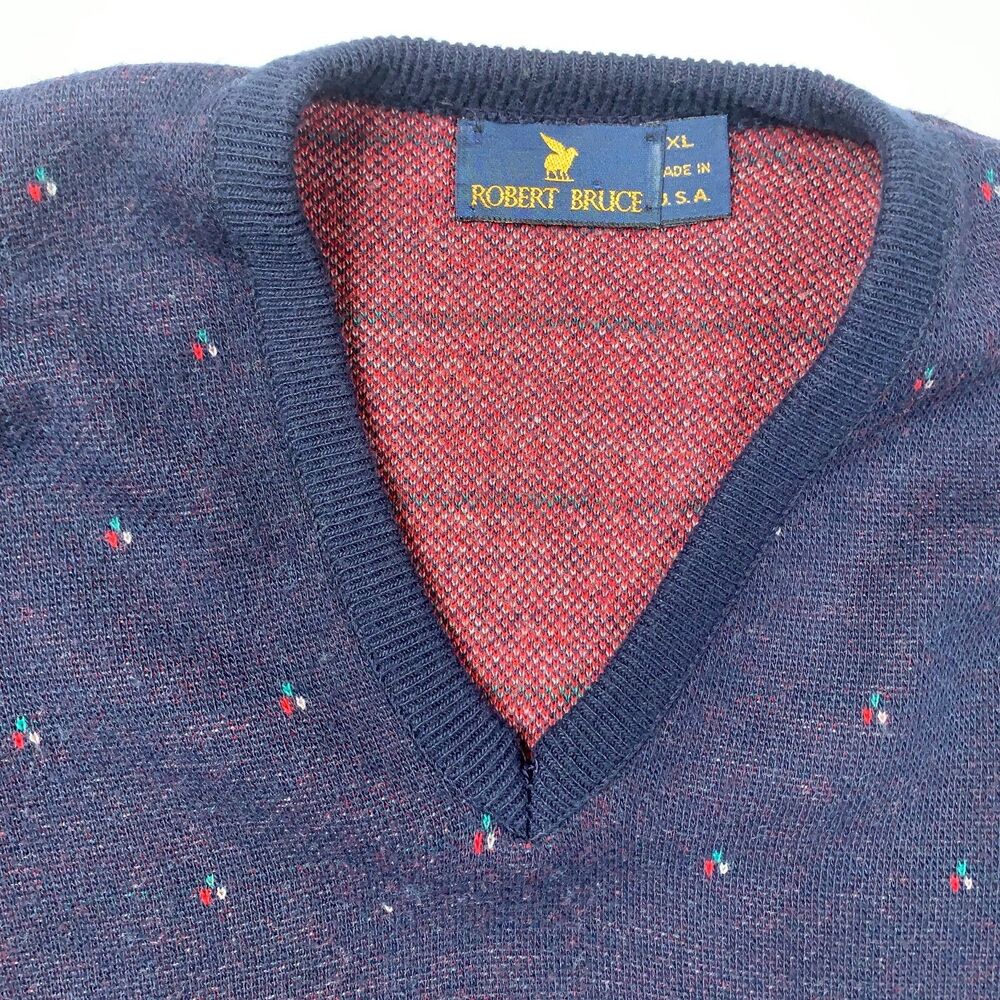 Vintage ROBERT BRUCE Dark Blue Long Sleeve Pullover Sweater Men's Size XL - Picture 2 of 5